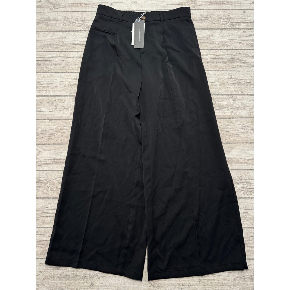 NEW Pretty Garden Pants Women's Large Black High Rise Wide Leg Baggy Fit Trouser
